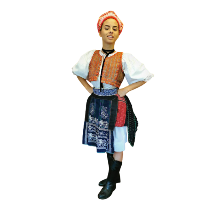 Ženský kroj Pohorelá- modrotlač