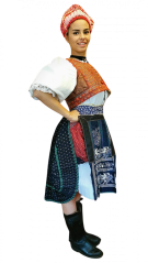 Ženský kroj Pohorelá- modrotlač